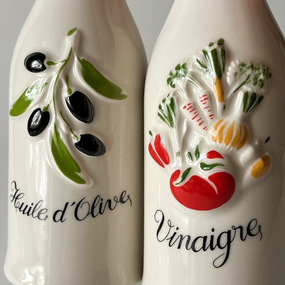 Huile d'Olive Oil & Vinaigre Vinegar Cruets Set Revol La Porcelaine France - Picture 2 of 5